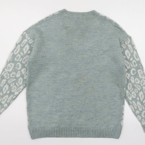 George Womens Blue Animal Print Knit Pullover Jumper Size 8