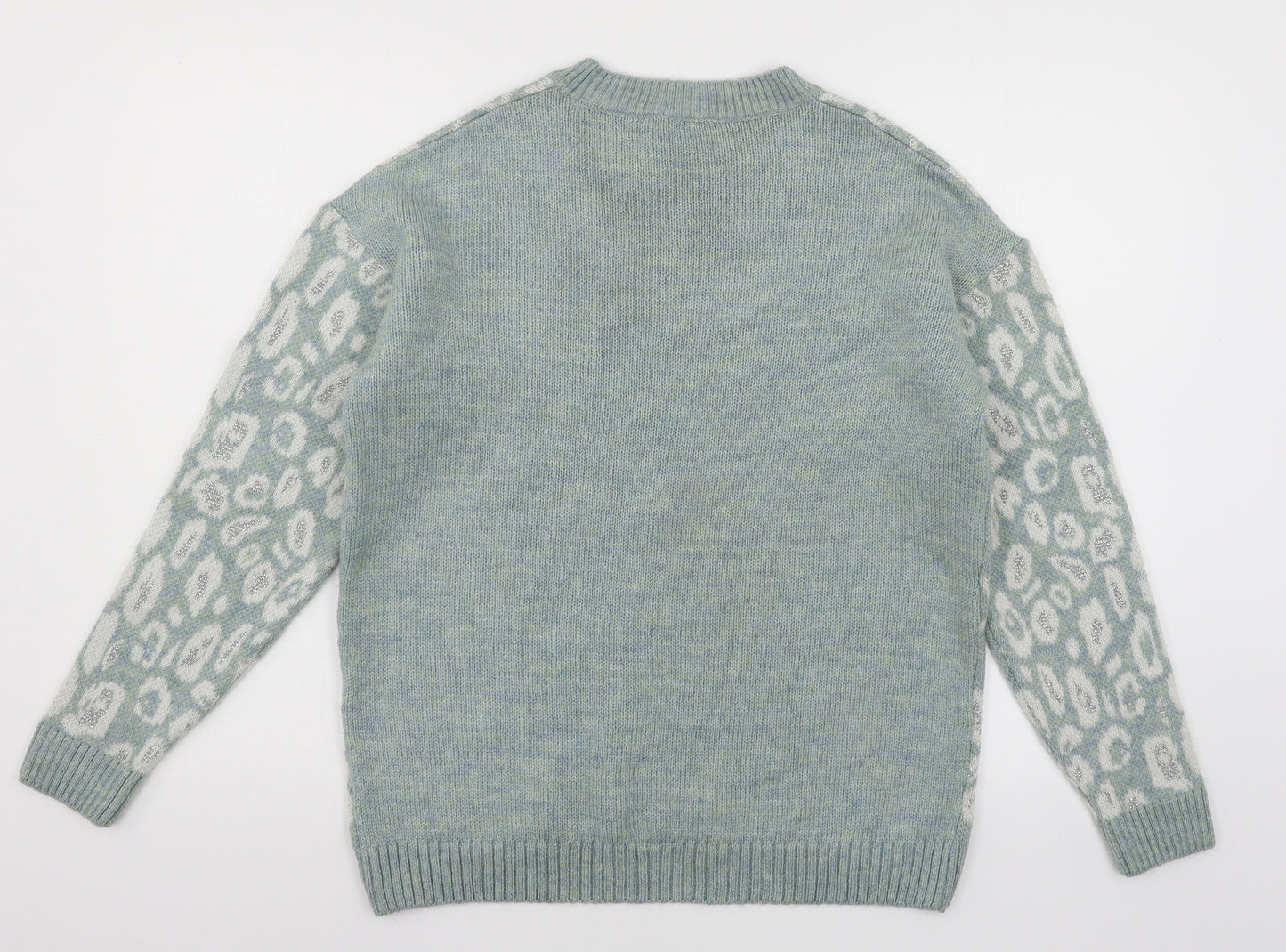 George Womens Blue Animal Print Knit Pullover Jumper Size 8