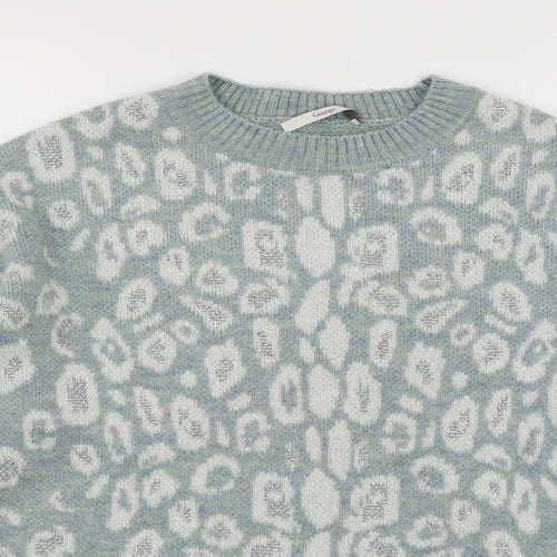 George Womens Blue Animal Print Knit Pullover Jumper Size 8