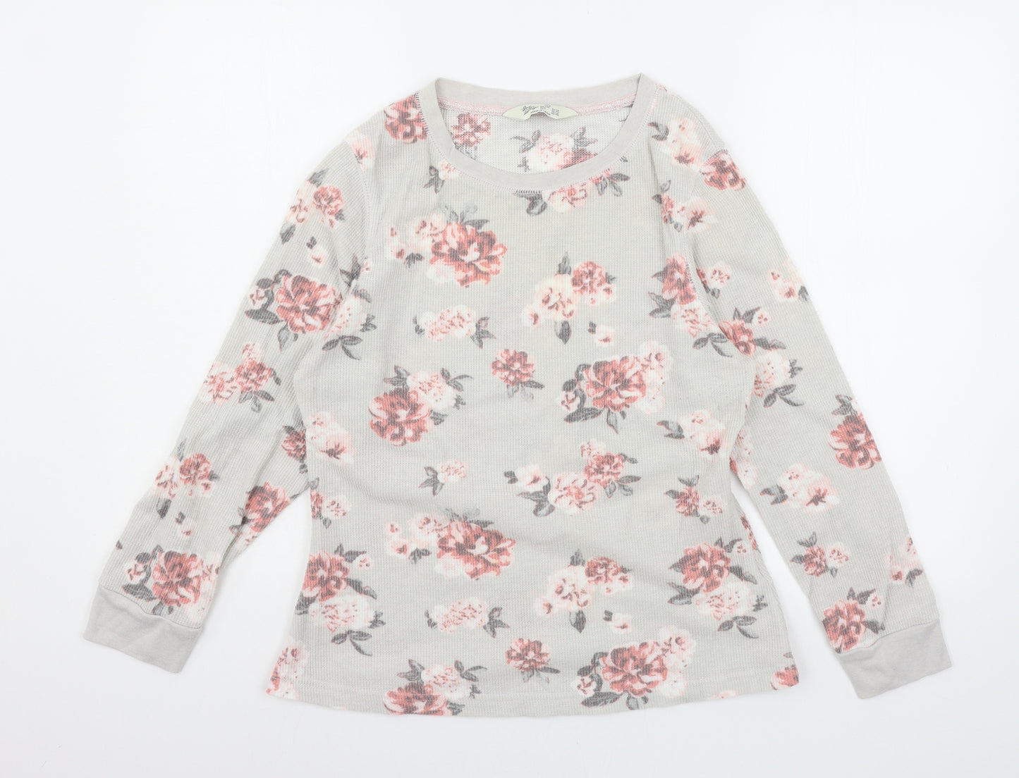 Love to Lounge Womens Grey Floral Jersey Basic T-Shirt Size 12