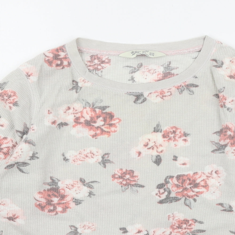 Love to Lounge Womens Grey Floral Jersey Basic T-Shirt Size 12