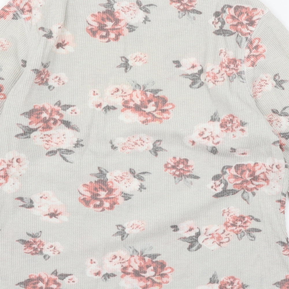 Love to Lounge Womens Grey Floral Jersey Basic T-Shirt Size 12