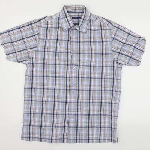 Easy Mens Blue Plaid   Button-Up Size S