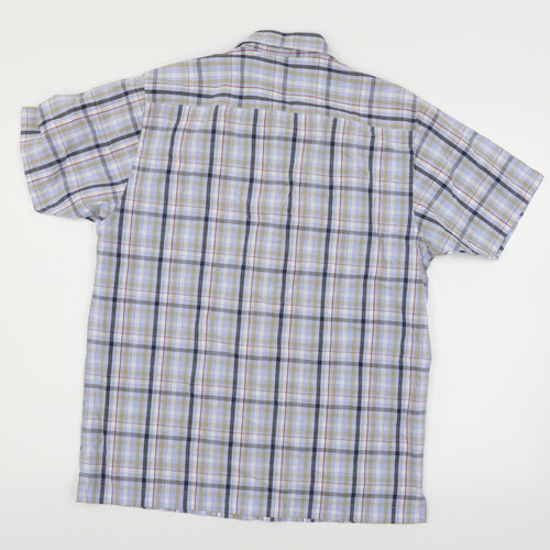 Easy Mens Blue Plaid   Button-Up Size S
