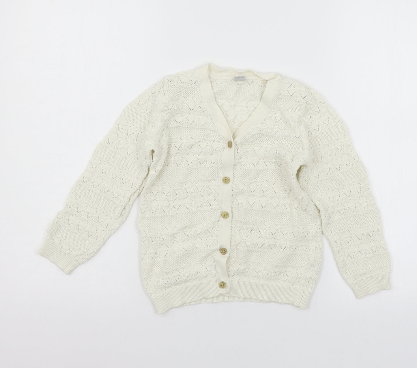 TU Girls White  Knit Cardigan Jumper Size 7 Years