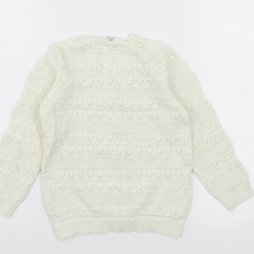 TU Girls White  Knit Cardigan Jumper Size 7 Years