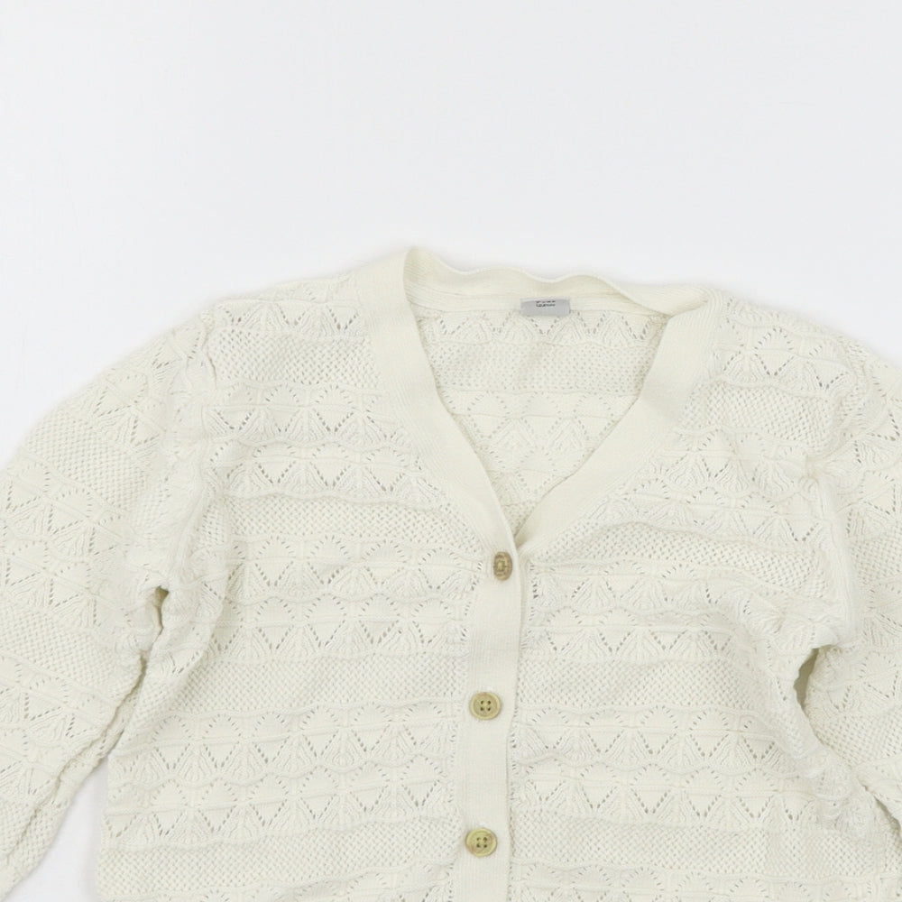 TU Girls White  Knit Cardigan Jumper Size 7 Years