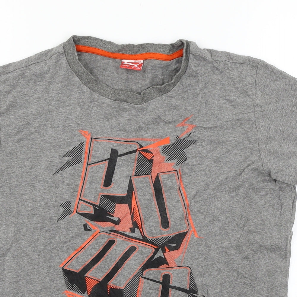 PUMA Mens Grey Geometric Jersey  T-Shirt Size XL