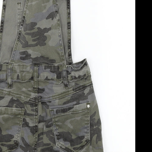 George Girls Green Camouflage Denim Pinafore/Dungaree Dress  Size 8-9 Years