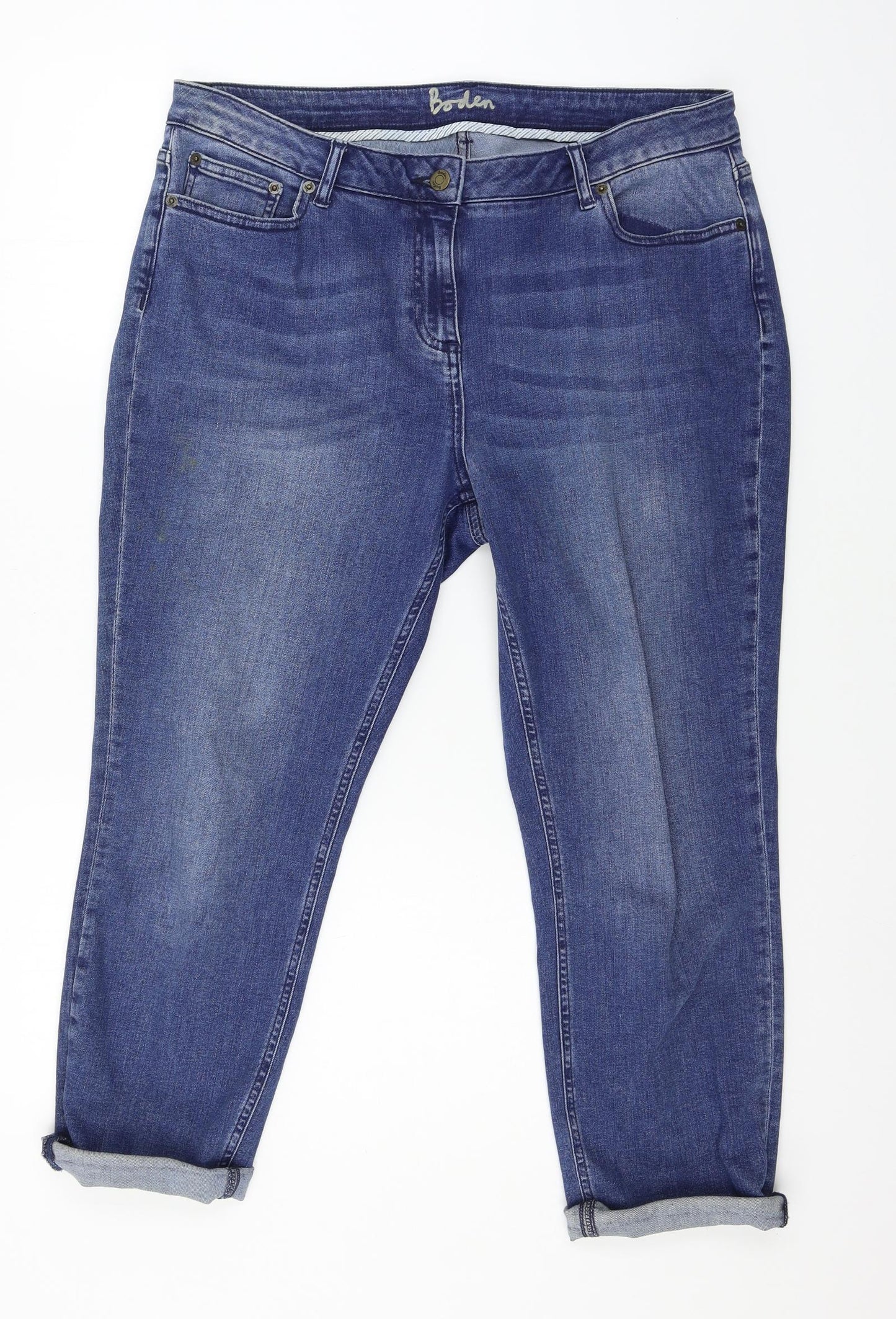 Boden Womens Black  Denim Cropped Jeans Size 16 L23 in