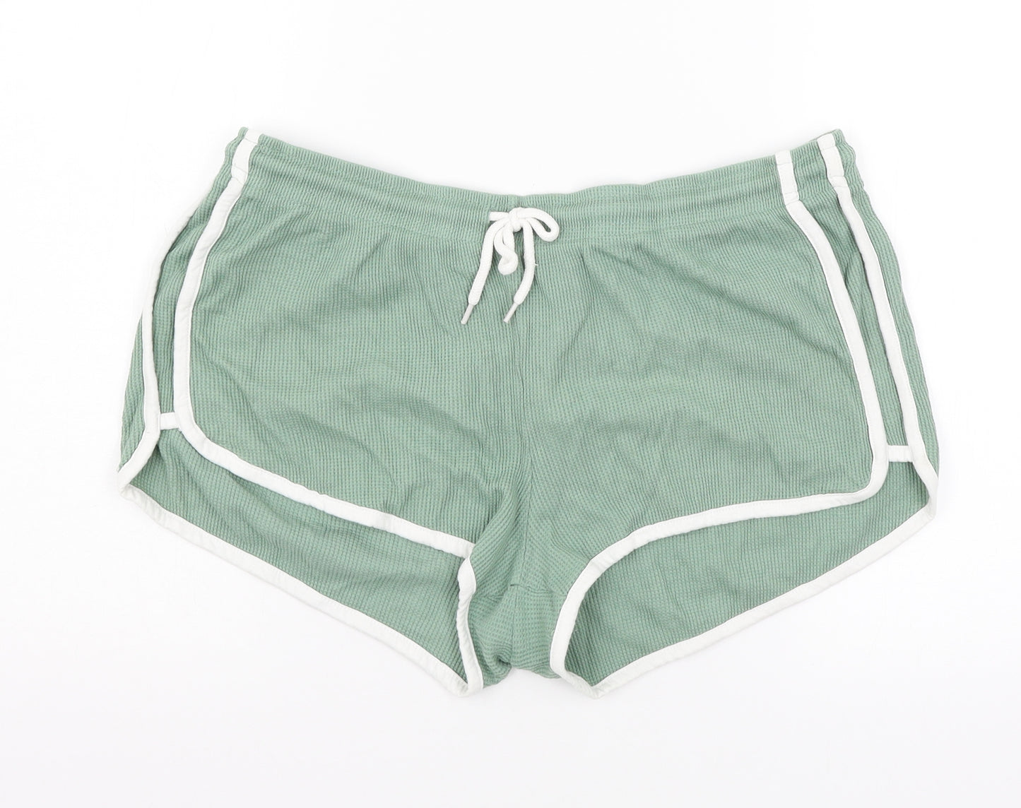 Primark Womens Green Striped Jersey Sweat Shorts Size 14
