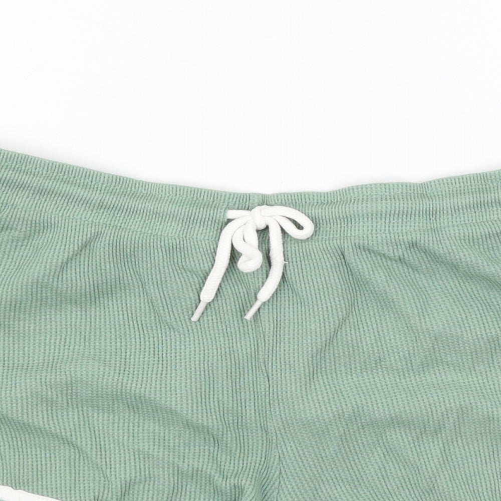 Primark Womens Green Striped Jersey Sweat Shorts Size 14