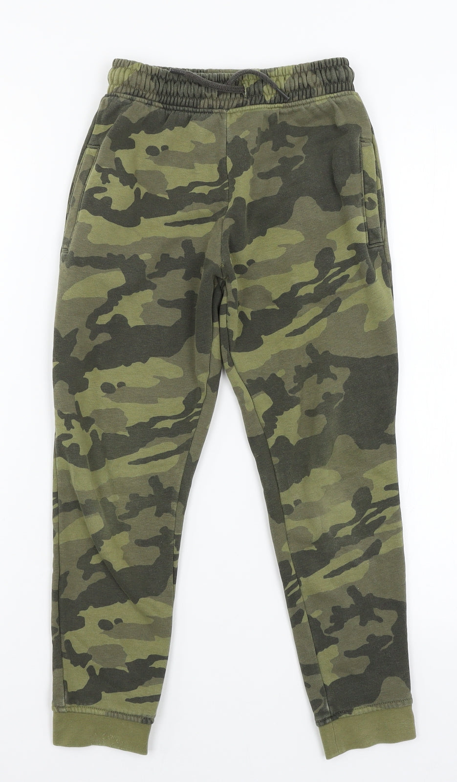 NEXT Boys Green Camouflage Jersey Jogger Trousers Size 8 Years