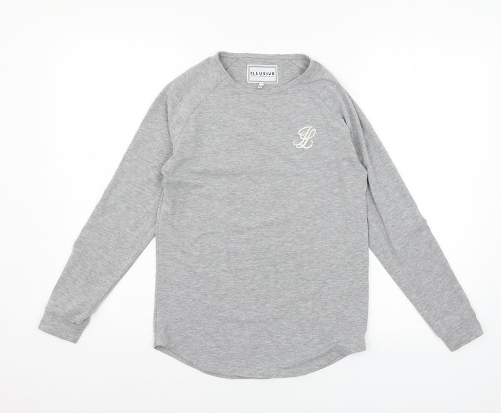 Illusive Boys Grey Jersey Basic T-Shirt Size 11-12 Years