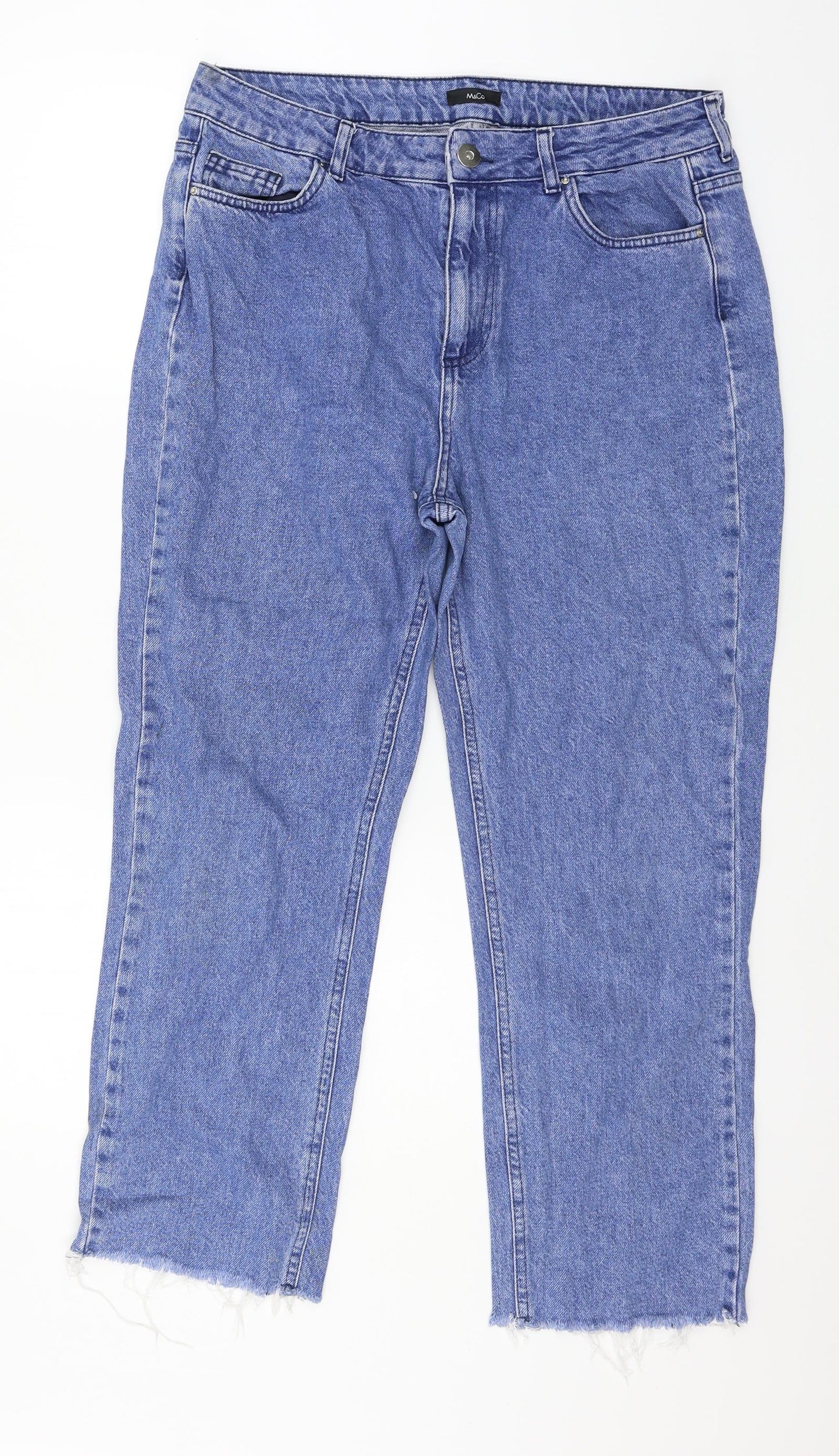 M&Co Womens Blue  Denim Straight Jeans Size 14 L25 in