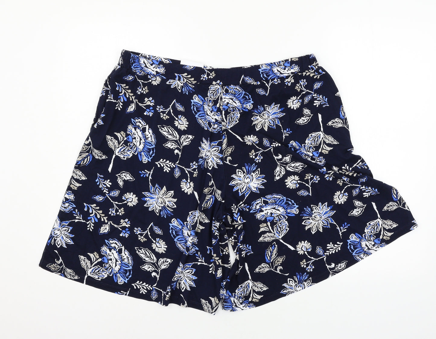 Yours Womens Blue Floral Jersey Sweat Shorts Size 20