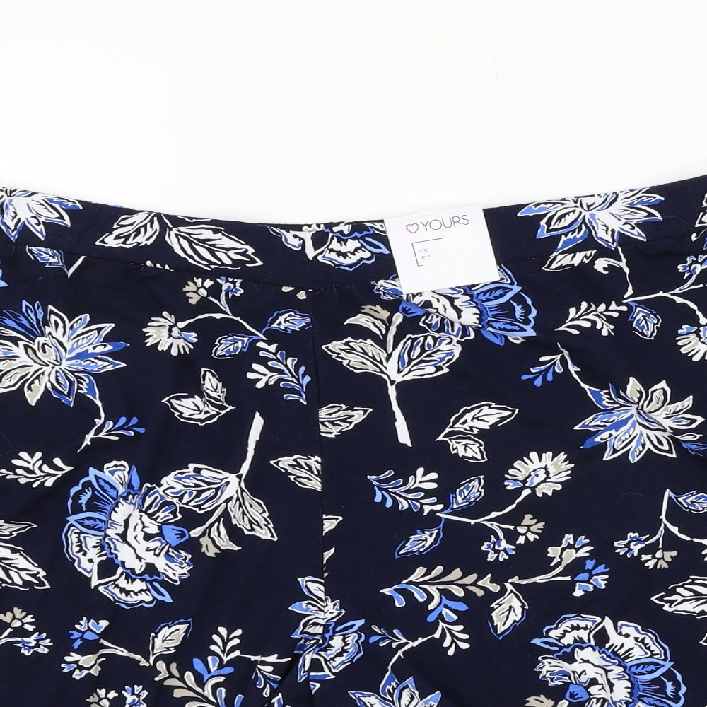 Yours Womens Blue Floral Jersey Sweat Shorts Size 20