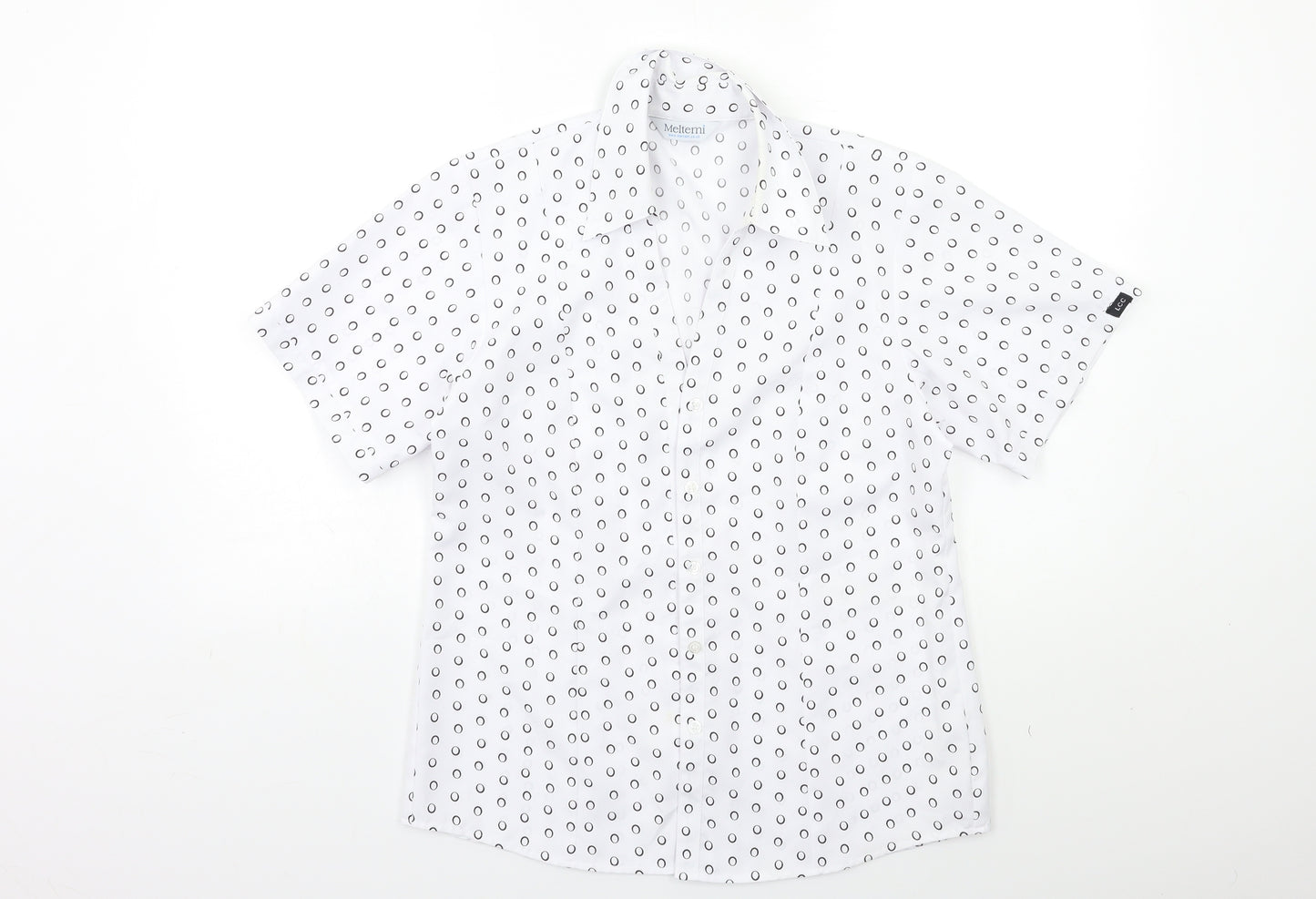 Meltemi Womens White Polka Dot  Basic Blouse Size 10