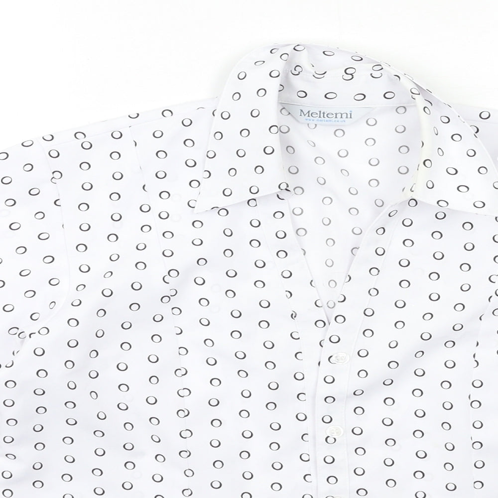 Meltemi Womens White Polka Dot  Basic Blouse Size 10