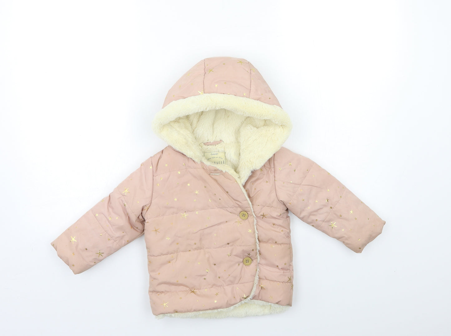George Baby Pink   Puffer Jacket Coat Size 9-12 Months