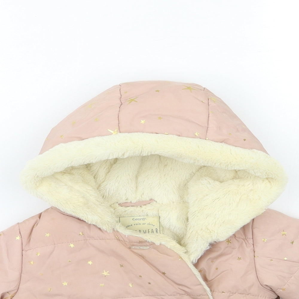 George Baby Pink   Puffer Jacket Coat Size 9-12 Months