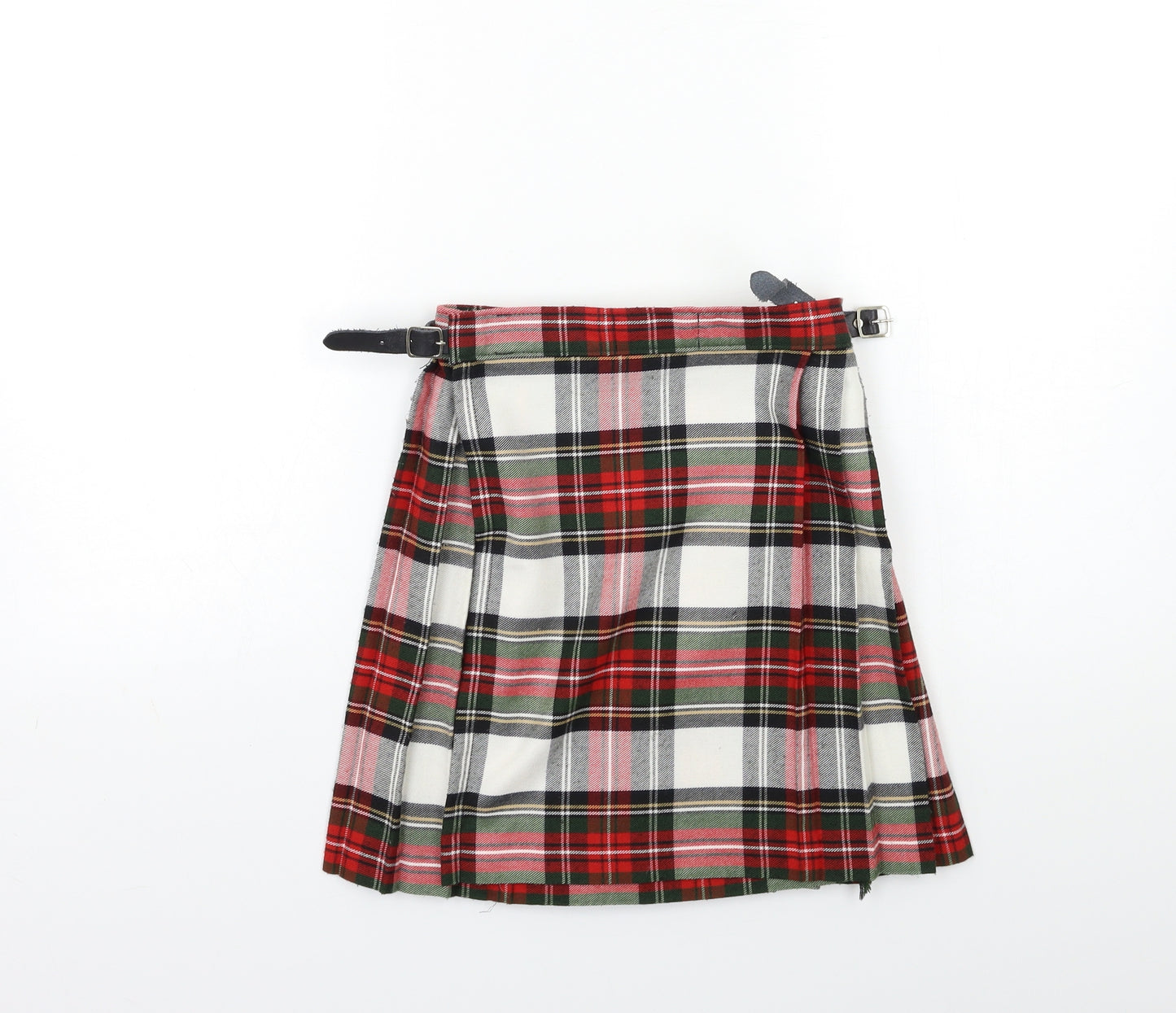 Preworn Girls Red Check  Wrap Skirt Size 10 Years