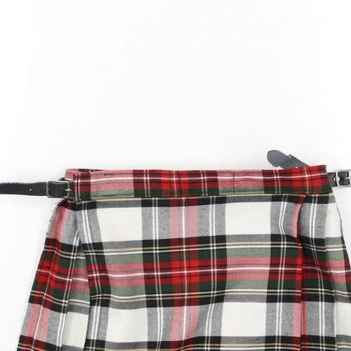 Preworn Girls Red Check  Wrap Skirt Size 10 Years