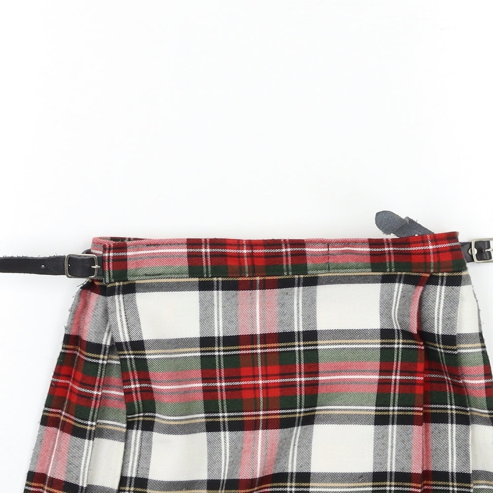 Preworn Girls Red Check  Wrap Skirt Size 10 Years