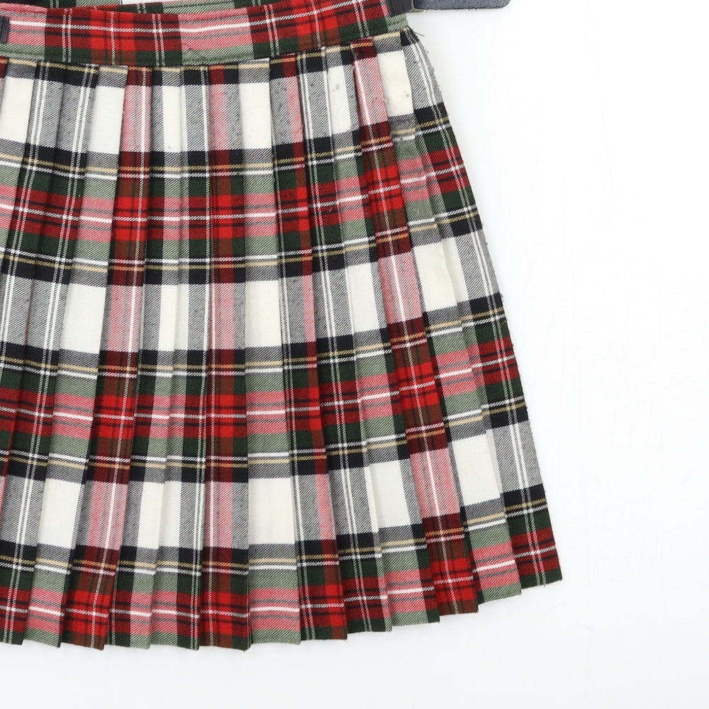 Preworn Girls Red Check  Wrap Skirt Size 10 Years