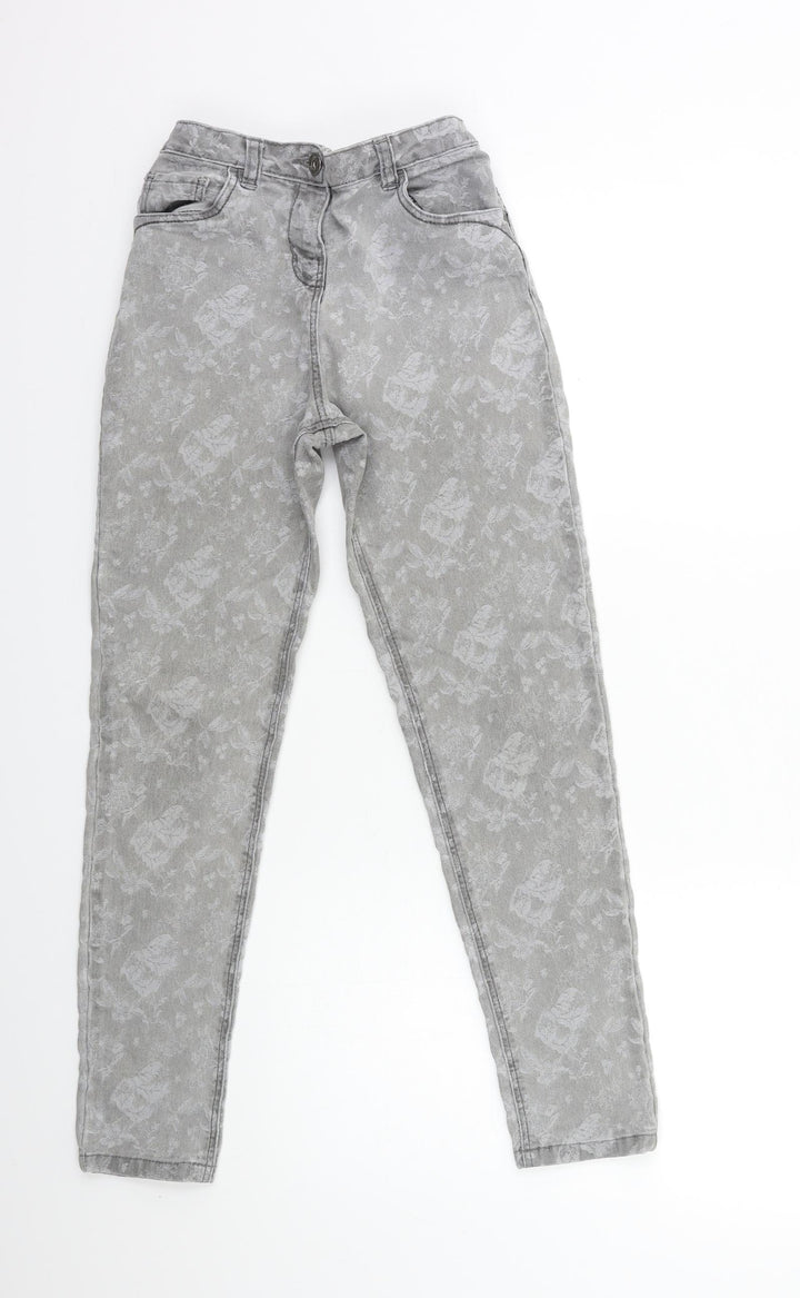 George Girls Grey Floral Denim Skinny Jeans Size 11-12 Years