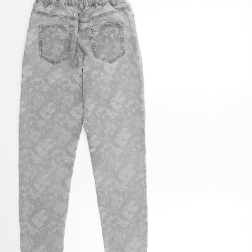 George Girls Grey Floral Denim Skinny Jeans Size 11-12 Years