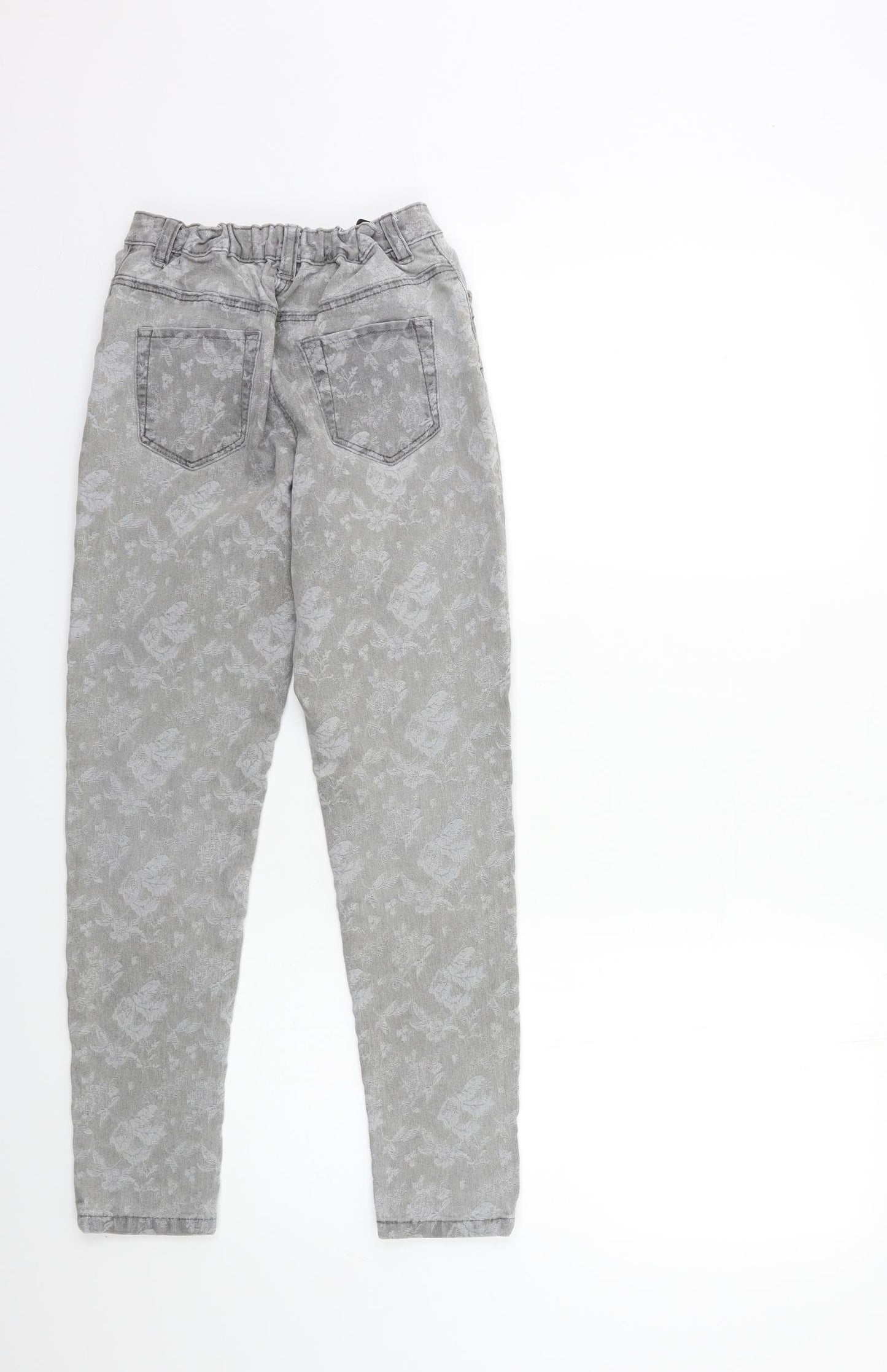 George Girls Grey Floral Denim Skinny Jeans Size 11-12 Years
