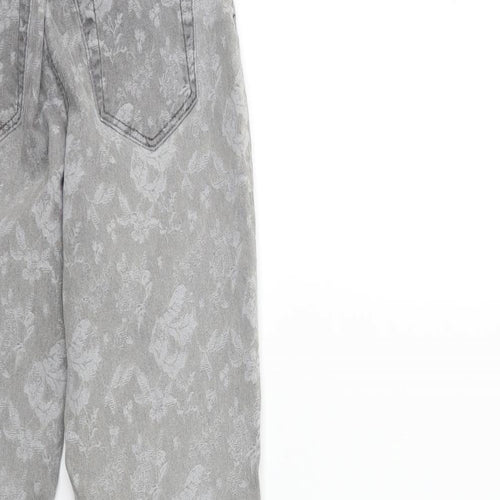 George Girls Grey Floral Denim Skinny Jeans Size 11-12 Years