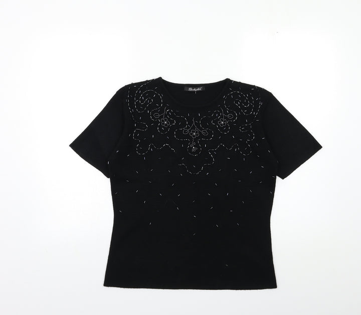Berkertex Womens Black  Knit Pullover Jumper Size 10