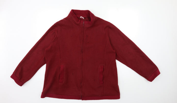 Anne De Lancay Womens Red Fleece Jacket Size 18