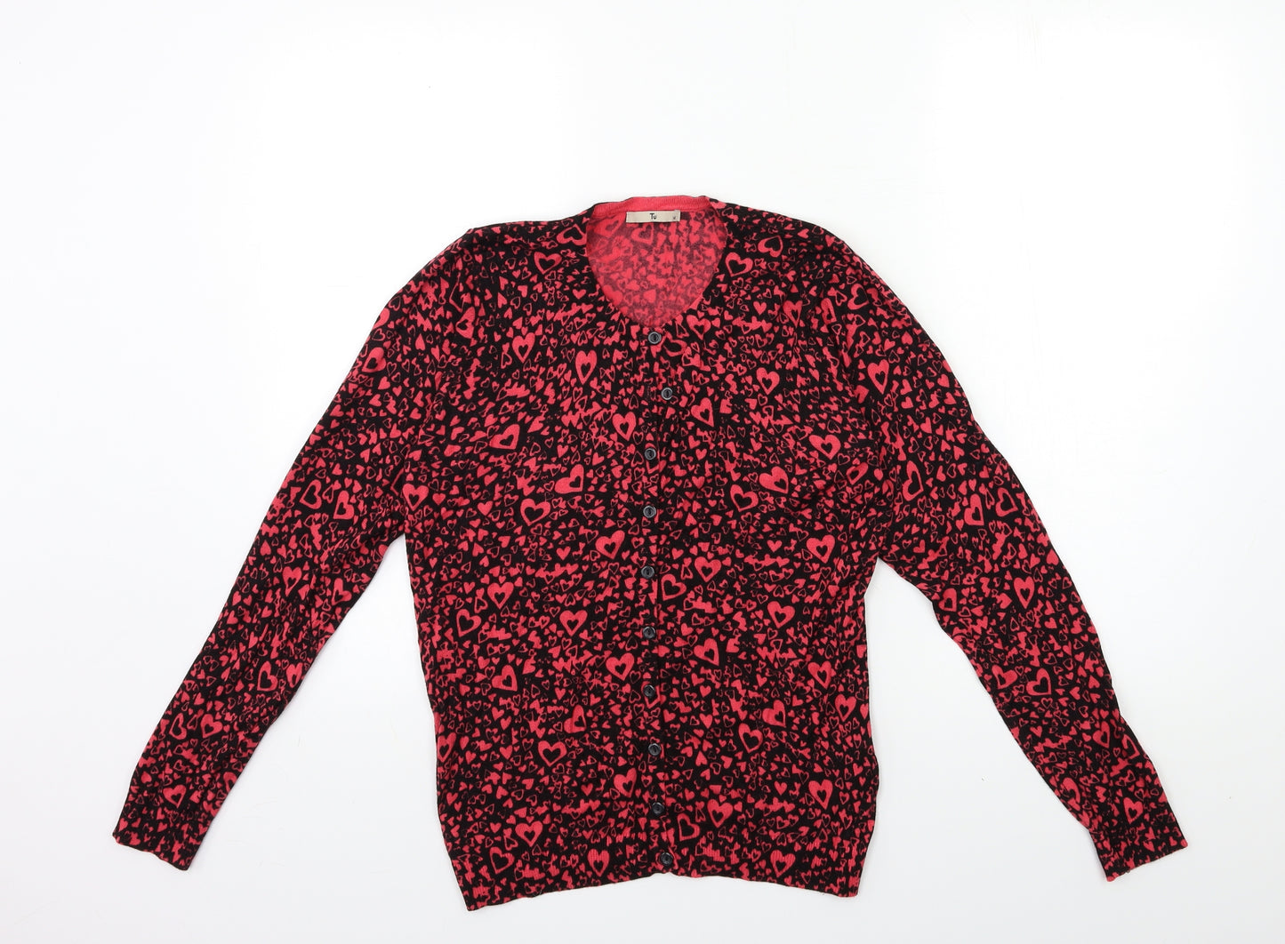 TU Womens Pink Floral Knit Cardigan Jumper Size 14