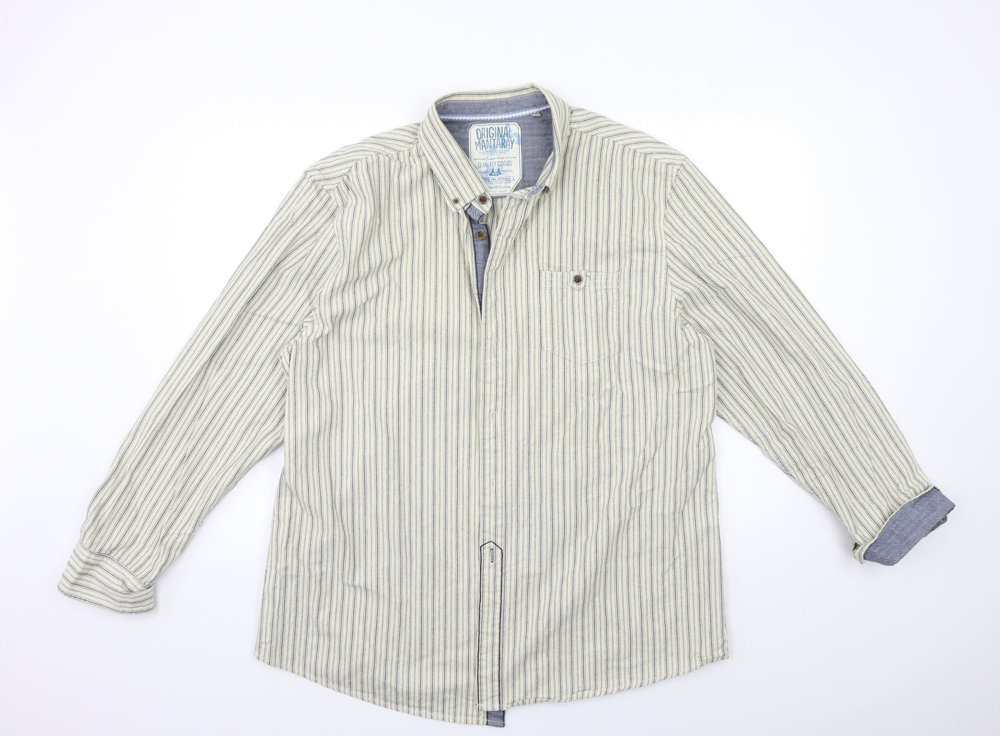MANTARAY PRODUCTS Mens Beige Striped   Button-Up Size XL