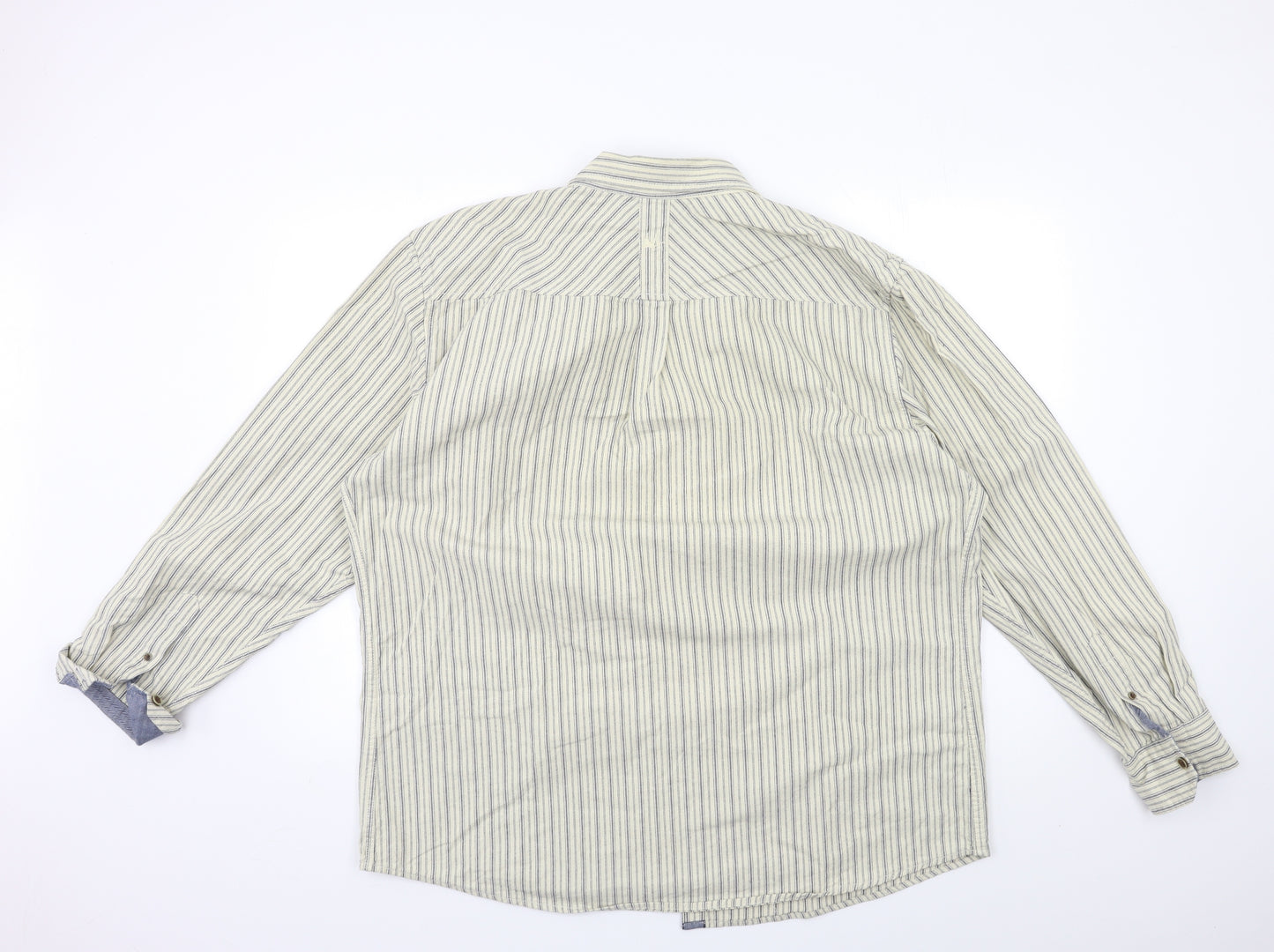 MANTARAY PRODUCTS Mens Beige Striped   Button-Up Size XL
