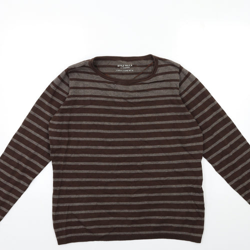 Stooker Womens Brown Striped  Pullover Jumper Size 14