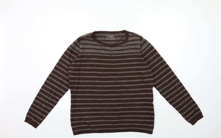 Stooker Womens Brown Striped Pullover Jumper Size 14