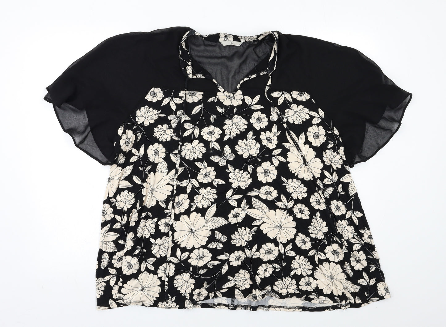 TU Womens Beige Floral  Basic Blouse Size 20