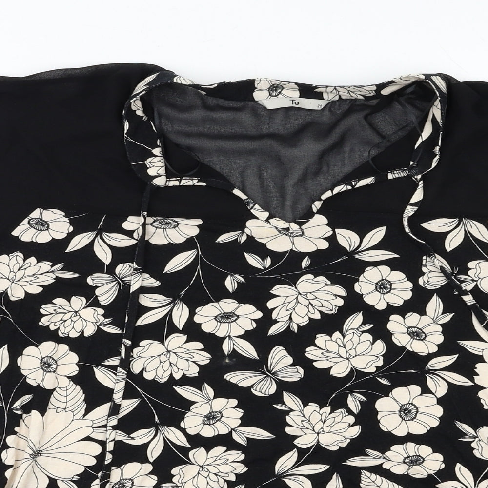 TU Womens Beige Floral  Basic Blouse Size 20