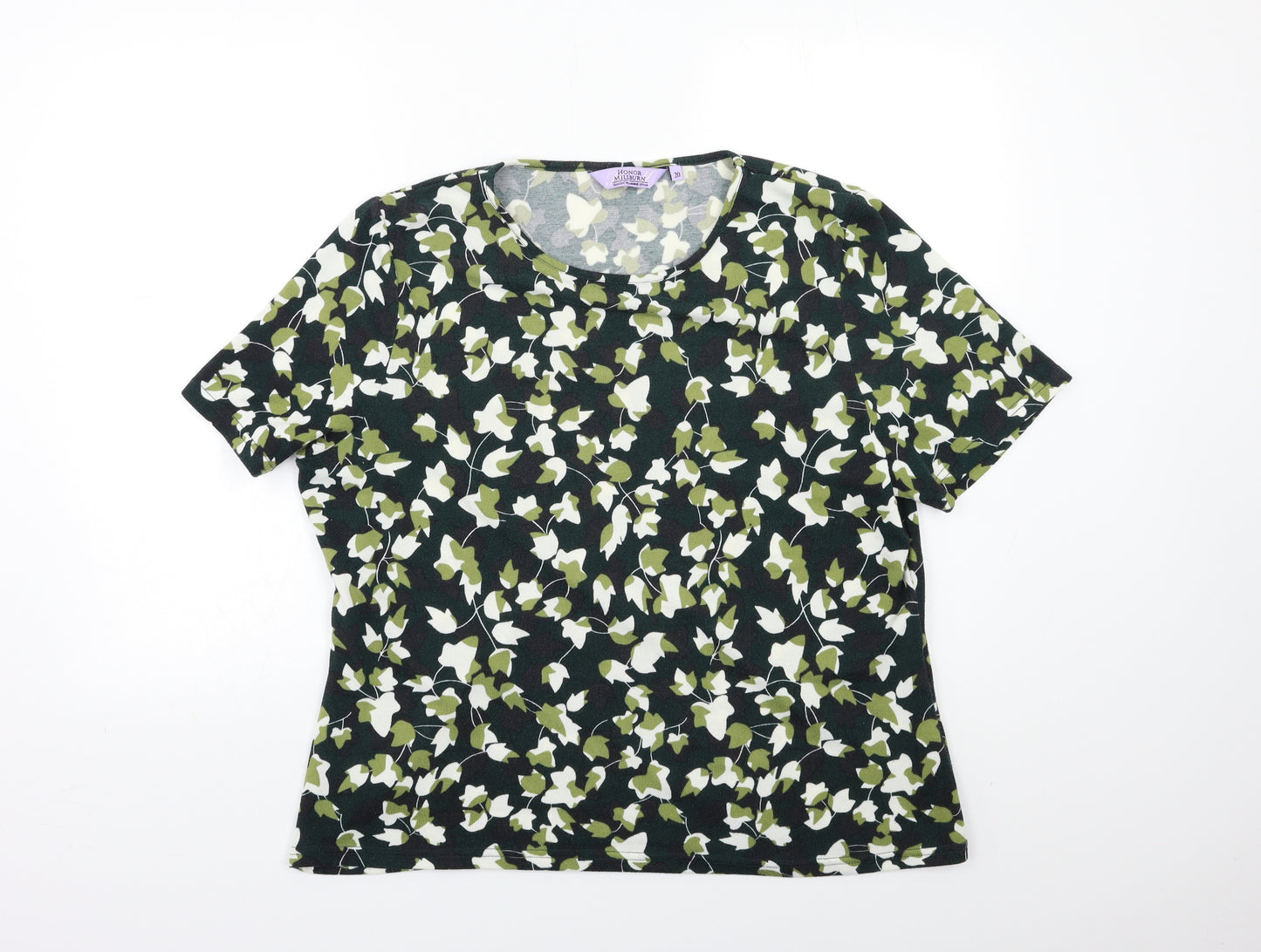 Honor Milburn Womens Green Floral  Basic T-Shirt Size 20