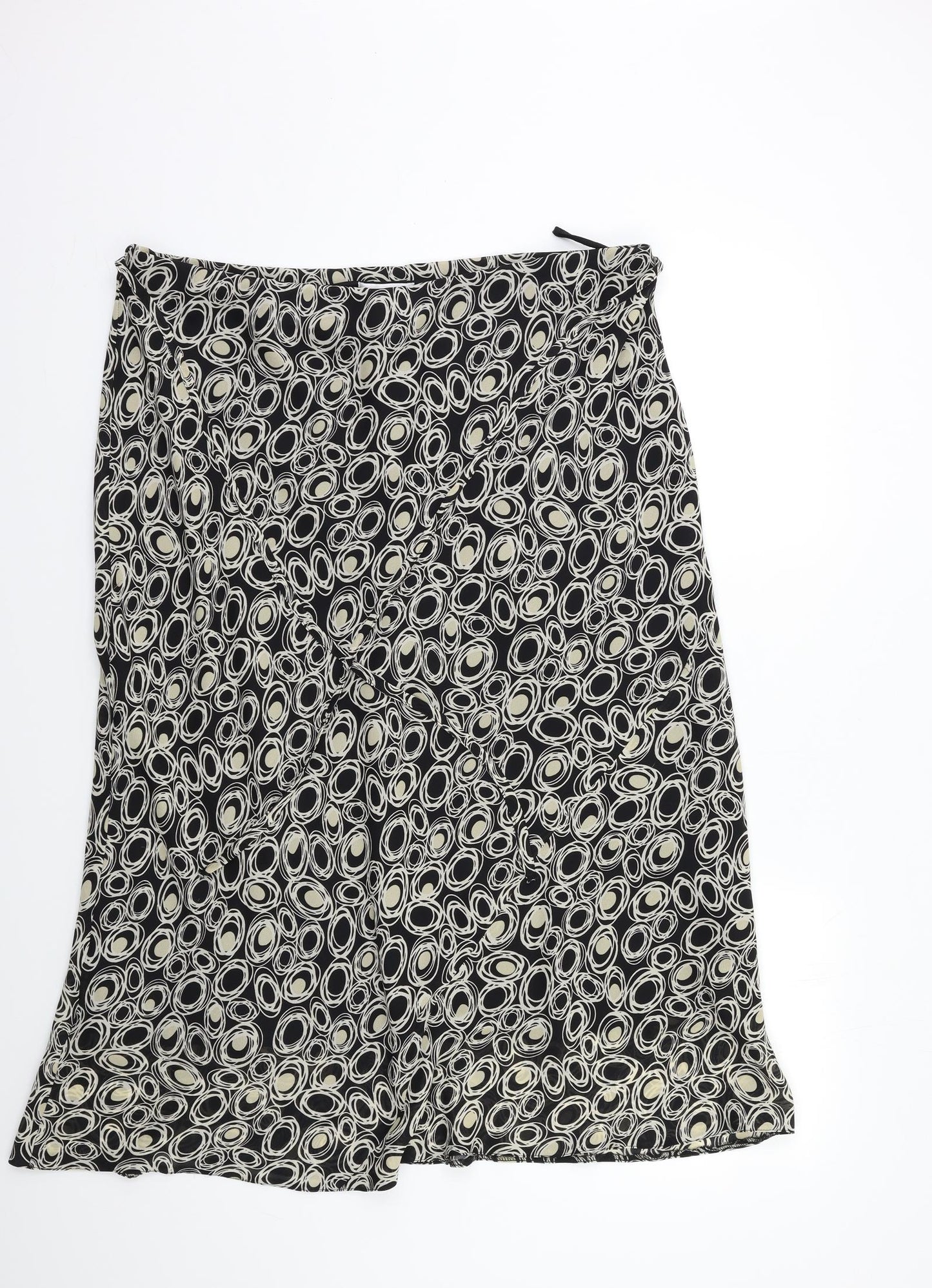 Bonmarché Womens Black Geometric Rayon Flare Skirt Size 20