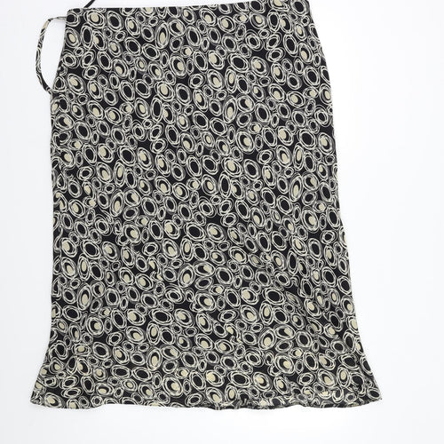 Bonmarché Womens Black Geometric Rayon Flare Skirt Size 20