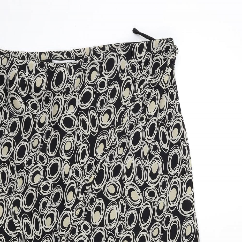 Bonmarché Womens Black Geometric Rayon Flare Skirt Size 20