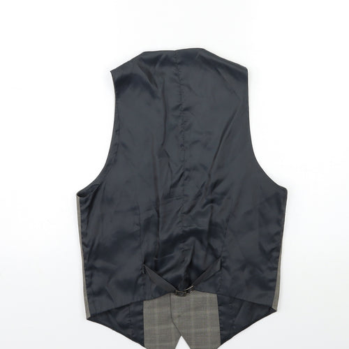 River Island Mens Grey Check  Jacket Suit Waistcoat Size M