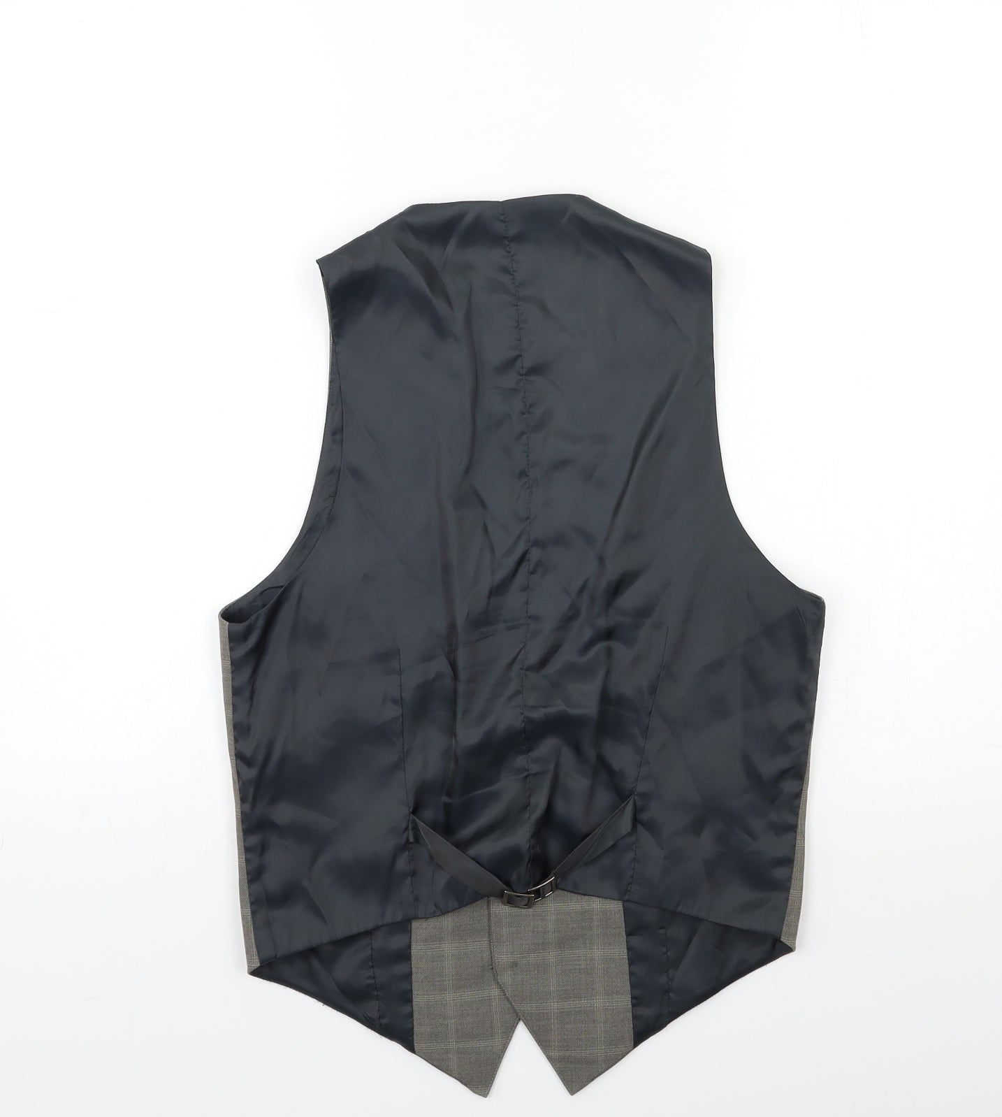 River Island Mens Grey Check  Jacket Suit Waistcoat Size M