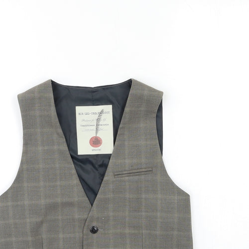 River Island Mens Grey Check  Jacket Suit Waistcoat Size M