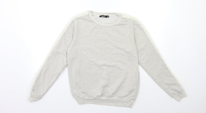 Boohoo Womens Grey Pullover Sweatshirt Size 8
